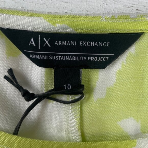 Armani Exchange Beach Party Dress Size 10 Green White New Ethical Fashion - Picture 7 of 14
